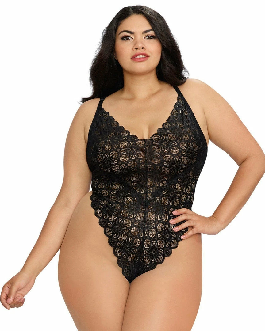 Dreamgirl International Plus Size Mosaic Lace Teddy & Sheer Skirt 3 Dreamgirl International Plus Size Mosaic Lace Teddy & Sheer Skirt