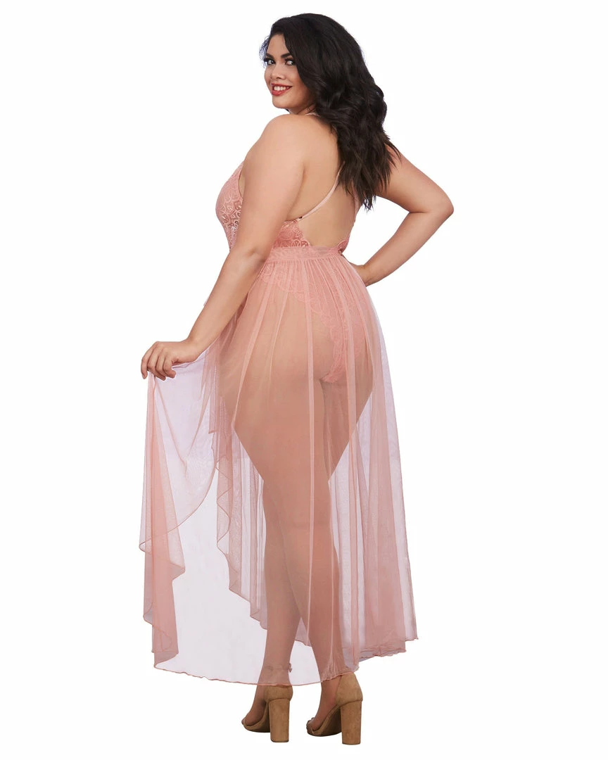 Dreamgirl International Plus Size Mosaic Lace Teddy & Sheer Skirt LINGERIE 2 Dreamgirl International Plus Size Mosaic Lace Teddy & Sheer Skirt LINGERIE