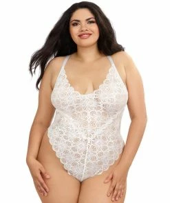 Dreamgirl International Plus Size Mosaic Lace Teddy & Sheer Skirt