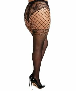 Dreamgirl International Plus Size Multi-Patterned Fishnet & Lace Pantyhose
