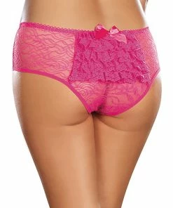 Dreamgirl International Plus Size Ruffle Back Crotchless Panty
