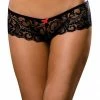 Dreamgirl International Plus Size Satin Bow Crotchless Boyshort LINGERIE