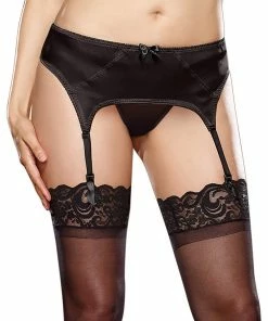 Dreamgirl International Plus Size Satin & Mesh Garter Belt