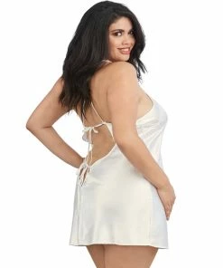 Dreamgirl International LINGERIE Plus Size Satin Robe & Chemise Set