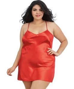 Dreamgirl International LINGERIE Plus Size Satin Robe & Chemise Set