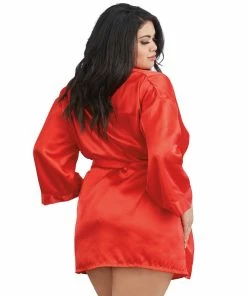 Dreamgirl International LINGERIE Plus Size Satin Robe & Chemise Set