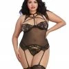 Dreamgirl International Plus Size Scalloped Bustier-Styled Strappy Garter Lingerie