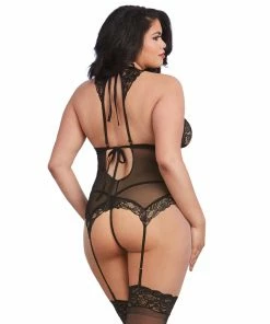 Dreamgirl International Plus Size Scalloped Bustier-Styled Strappy Garter Lingerie