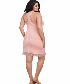 Dreamgirl International Plus Size Soft Knit Jersey Sleepwear Chemise With Scoop Neckline