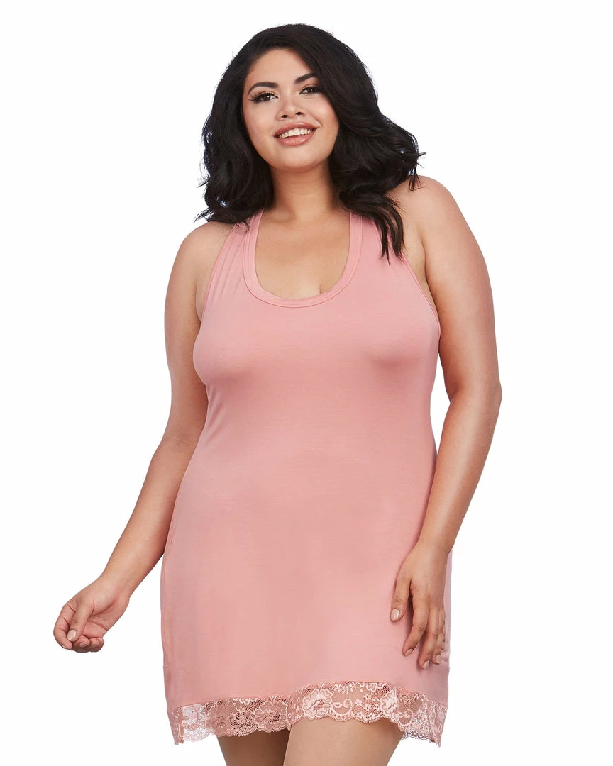 Dreamgirl International Babydolls & Chemises Plus Size Soft Knit Jersey Sleepwear Chemise With Scoop Neckline 1 Dreamgirl International Babydolls & Chemises Plus Size Soft Knit Jersey Sleepwear Chemise With Scoop Neckline