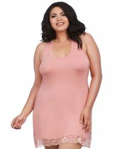Dreamgirl International Plus Size Soft Knit Jersey Sleepwear Chemise With Scoop Neckline