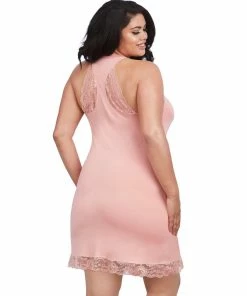 Dreamgirl International Plus Size Soft Knit Jersey Sleepwear Chemise With Scoop Neckline
