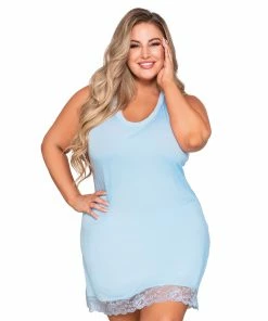 Dreamgirl International Plus Size Soft Knit Jersey Sleepwear Chemise With Scoop Neckline What's New