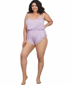 Dreamgirl International Plus Size Soft Knit Jersey Sleepwear Romper One-Piece
