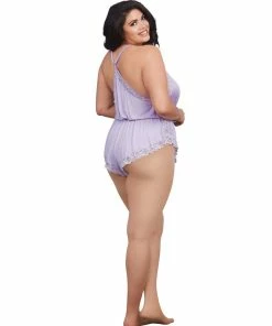 Dreamgirl International Plus Size Soft Knit Jersey Sleepwear Romper One-Piece
