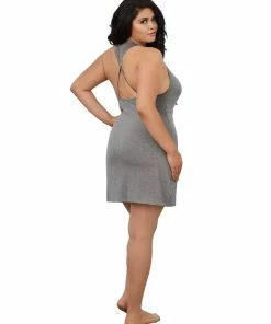 Dreamgirl International Plus Size Soft Spandex-Jersey Chemise With Tie Front Babydolls & Chemises