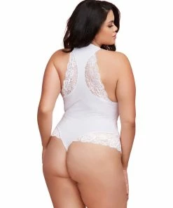 Dreamgirl International Plus Size Soft Spandex Jersey 'Wifey' Bodysuit With Thong Back Bodysuits & Teddies