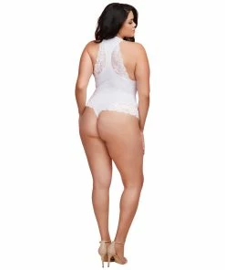 Dreamgirl International Plus Size Soft Spandex Jersey 'Wifey' Bodysuit With Thong Back Bodysuits & Teddies