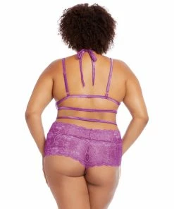 Dreamgirl International Bras & Bralette Sets Plus Size Strech Galloon Lace Bralette And Panty Set