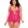 Dreamgirl International Plus Size Stretch Galloon Lace Garter Slip