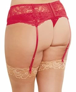 Dreamgirl International Plus Size Stretch Lace Garter Belt