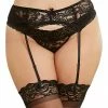 Dreamgirl International Plus Size Stretch Lace Garter Belt
