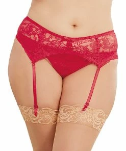 Dreamgirl International Plus Size Stretch Lace Garter Belt