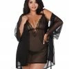 Dreamgirl International LINGERIE Plus Size Stretch Mesh Chemise & Robe Set