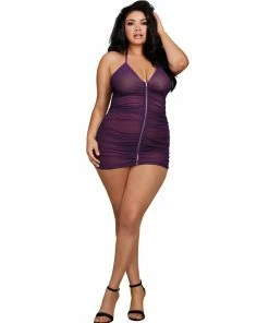 Dreamgirl International Plus Size Stretch Mesh Chemise With Shirring Details LINGERIE 7 Dreamgirl International Plus Size Stretch Mesh Chemise With Shirring Details LINGERIE