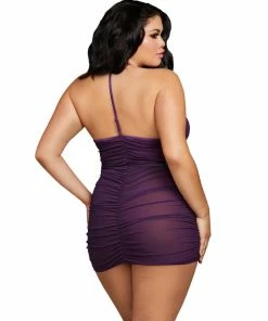 Dreamgirl International Plus Size Stretch Mesh Chemise With Shirring Details LINGERIE