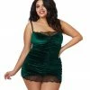 Dreamgirl International Plus Size Stretch Velvet Chemise With Front Shirring Details Babydolls & Chemises