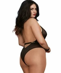 Dreamgirl International Bodysuits & Teddies Plus Size Teddy With Clasped Wrist Restraints Play Set