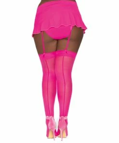 Dreamgirl International Plus Size Sheer Thigh High Stockings With Back Seam What's New