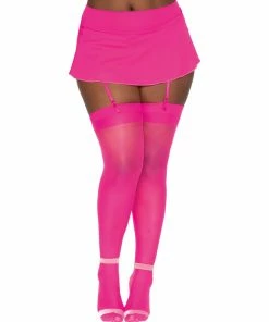 Dreamgirl International Plus Size Sheer Thigh High Stockings With Back Seam What's New