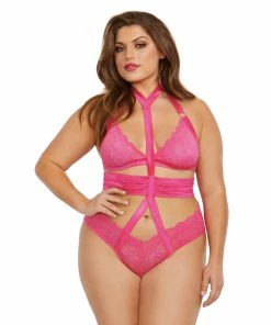 Dreamgirl International Babydolls & Chemises Plus Size Two-Piece Collared Bralette & Panty Playset