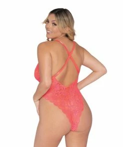 Dreamgirl International Plus Size Two-Piece Mosaic Stretch Lace Teddy 2022 Simply Sexy