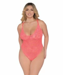 Dreamgirl International Plus Size Two-Piece Mosaic Stretch Lace Teddy 2022 Simply Sexy