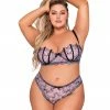 Dreamgirl International Plus Size Underwire Bra & G-String Set With Delicate Embroidery & Strappy Back G-String