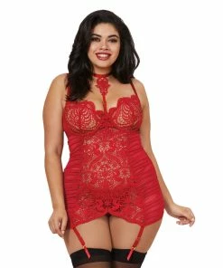 Dreamgirl Store Online 16 Dreamgirl International Garter Slips Plus Size Underwire Venise Lace Garter Slip With Ruched Sides