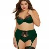 Dreamgirl International Babydolls & Chemises Plus Size Velvet Garterbelt Bra & Panty Set With Bow & Lace Detail