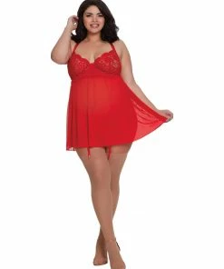Dreamgirl International Plus Size Venise Embroidery Lace Garter Babydoll With Thong 15 Dreamgirl International Plus Size Venise Embroidery Lace Garter Babydoll With Thong