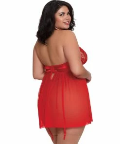 Dreamgirl International Plus Size Venise Embroidery Lace Garter Babydoll With Thong 18 Dreamgirl International Plus Size Venise Embroidery Lace Garter Babydoll With Thong
