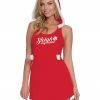 Dreamgirl International Santa Themed Chemise With Attached Hood And Faux Fur Trims Babydolls & Chemises