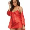 Dreamgirl International Satin Robe & Chemise Set
