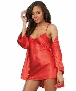 Dreamgirl International Satin Robe & Chemise Set