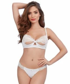 Dreamgirl International LINGERIE Silky Microfiber Underwire Shelf Bra And G-String Set