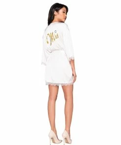 Dreamgirl International What's New Silky Satin Charmeuse Robe With Attached Belt & Screen-Printed