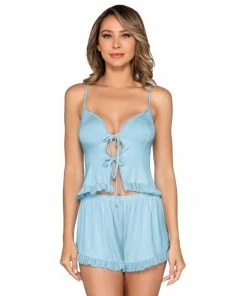 Dreamgirl International Soft Knit Jersey Camisole & Sleep Short Set With Tie-Front Opening What's New