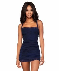 Dreamgirl International Soft Rib-Knit Jersey Sleepwear Chemise With Ruching Detail What's New