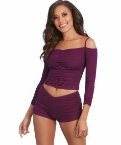 Dreamgirl International LOUNGE & SLEEP Soft Rib-Knit Jersey Two-Piece Sleepwear Top And Shorts Set